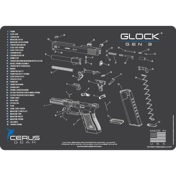 Cerus Gear 12x17 Glock Gen3 Schematic ProMat - Gray