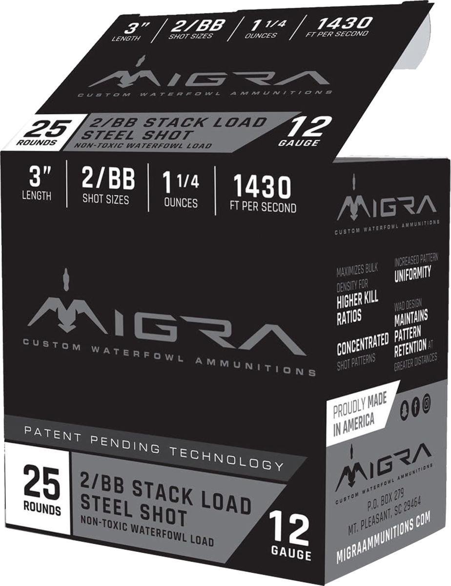Migra Waterfowl Steel Shot Shotshell 12 ga 3" 1-1/4 oz 1430 fps #2-BB 25/ct