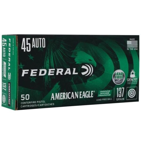 Federal American Eagle IRT Lead Free Handgun Ammunition .45 ACP 140gr FMJ 50/ct