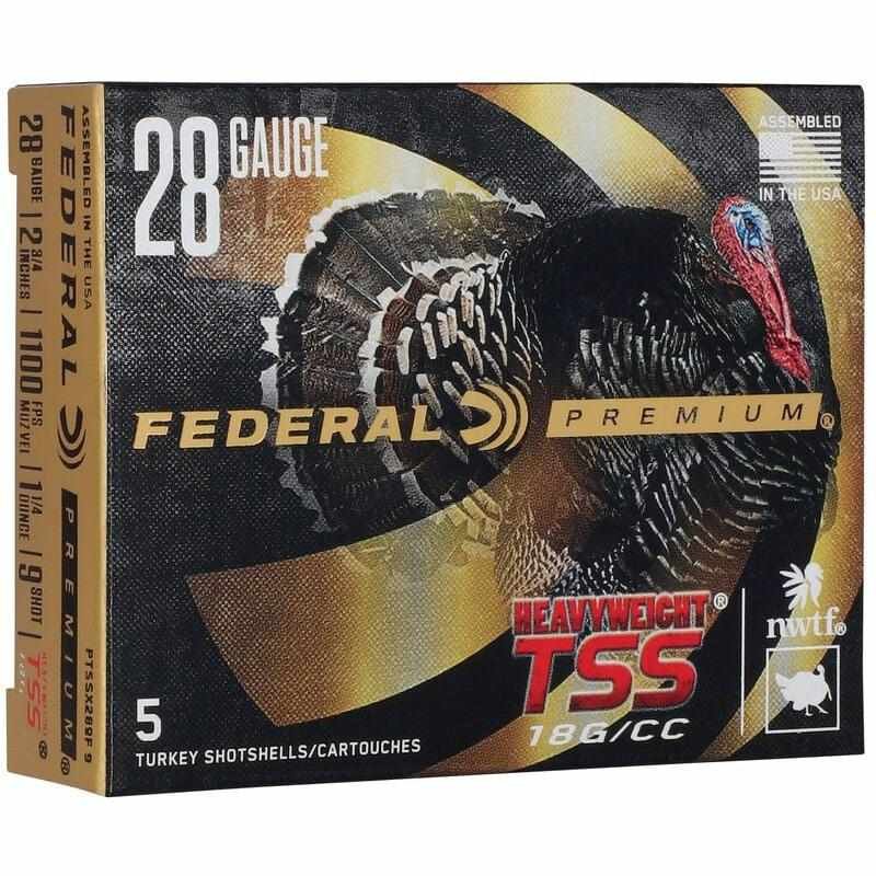 Federal Premium Turkey Heavyweight TSS Shotshell 28ga 2-3/4" 1-1/4oz 1100 fps #9 5/ct