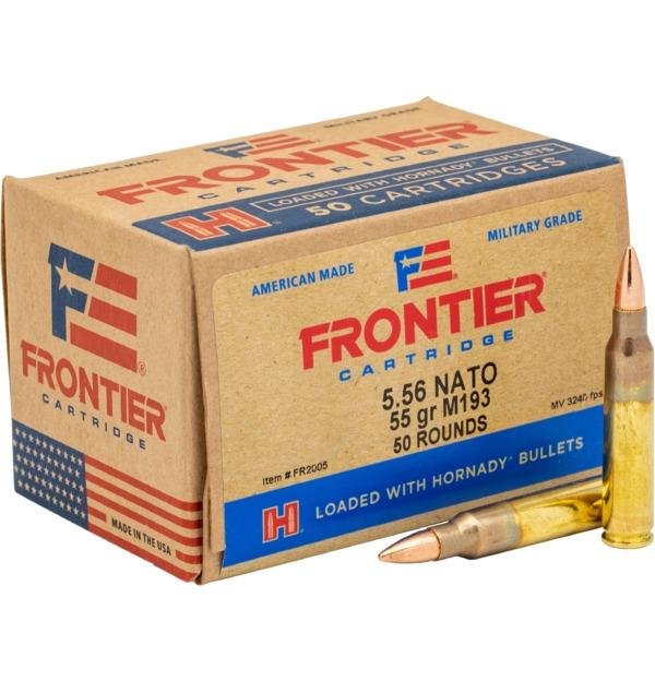 Hornady Frontier Rifle Ammunition XM193 5.56mm NATO 55 gr FMJ 3240 fps 50/ct