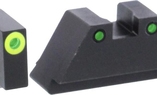 Green Tritium LimeGreenLumi Rnd Outline .315/Black .394 for Glock Tall Supp