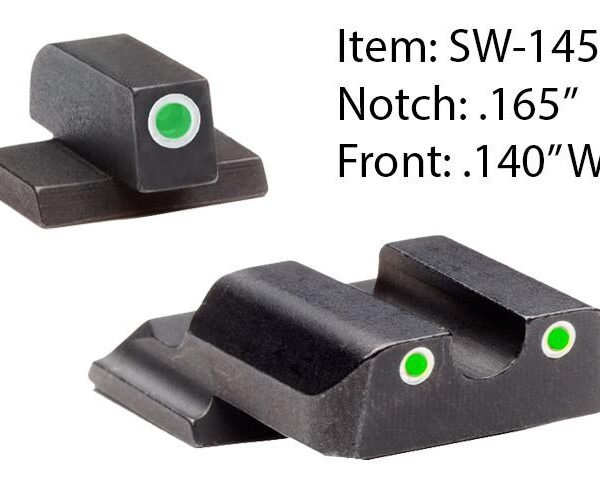 Ameriglo Classic Style Night Sight Set for S&W M&P Shield / Front Tritium - Green / Front Outline - White / Rear Tritium - Green / Rear Outline  White