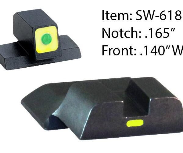 Ameriglo CAP Tritium Night Sights for S&W M&P Shield / Front Tritium - Green / Front Outline - LumiGreen / Style - CAP / Rear Paint Bar - LumiGreen