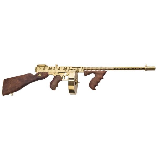 THOMPSON 1927A1 DELUXE CARBINE .45 CAL W/50RD DR & 20RD GOLD TIGER STRIPE