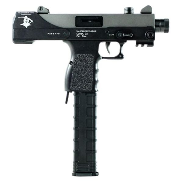 Masterpiece Arms Pistol - Black | 9mm | 6" Threaded Barrel | 30rd | W/ Barrel Extension | Grim Reaper Cerakote Design