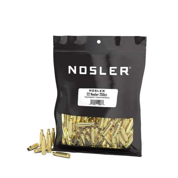 Nosler Unprimed Unprepped Brass Rifle Cartridge Cases .22 Nosler 250/ct (BULK)