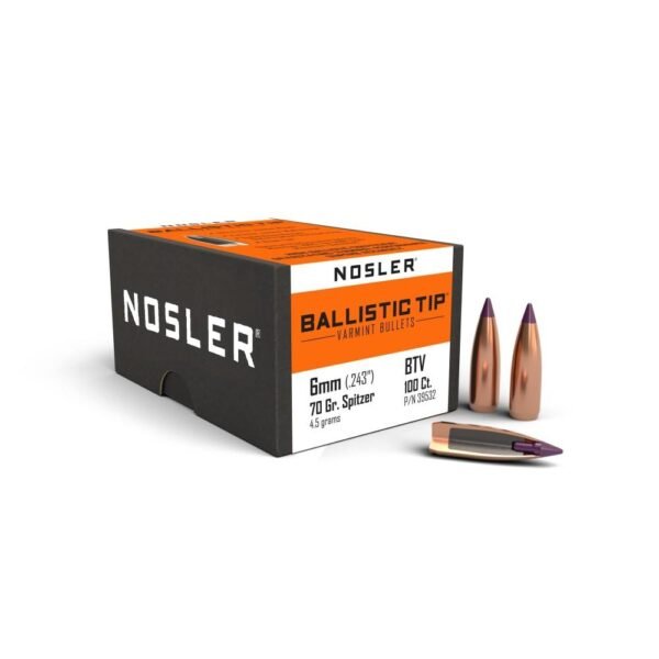 NOSLER BULLETS 6MM .243 - 70GR BALLISTIC TIP 100CT