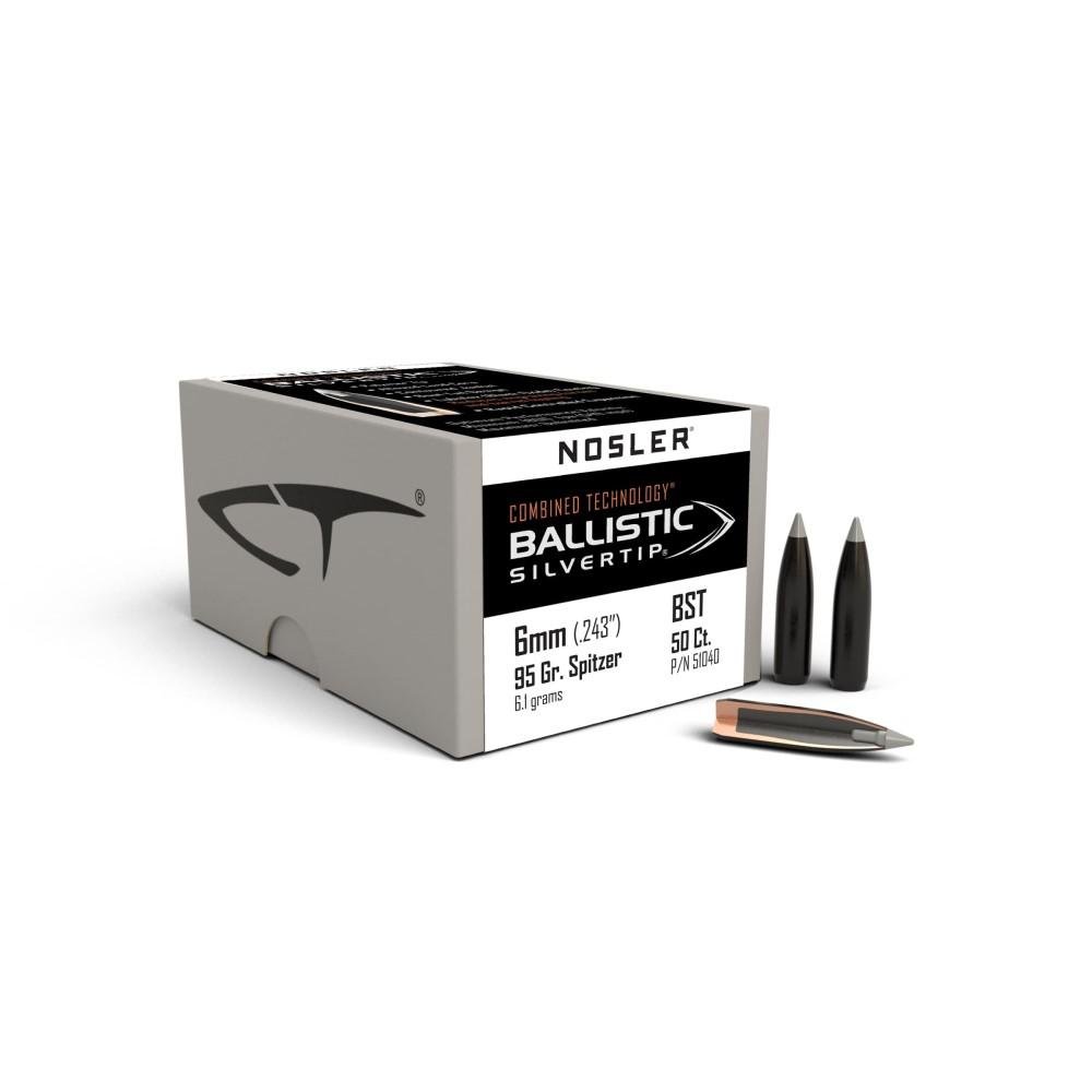Nosler Ballistic SilverTip Hunting Rifle Bullets 6mm .243" 95 gr SBT-BSTIP 50/ct