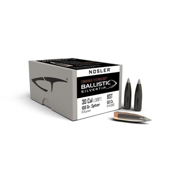 NOSLER BULLETS 30 CAL .308 - 168GR BALLISTIC SILVER TIP 50