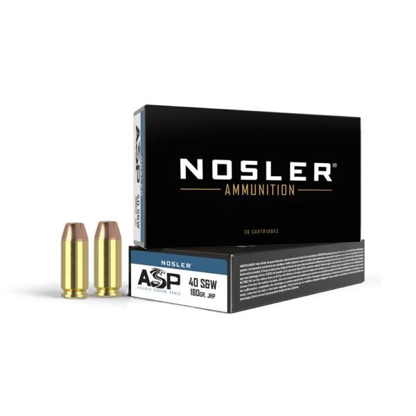 Nosler Match Grade Handgun Ammo .40 S&W 180 gr JHP 985 fps 50/box