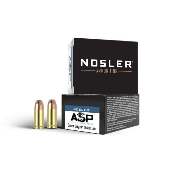 Nosler Match Grade Handgun Ammo 9mm Luger 124 gr JHP 1150 fps 20/ct