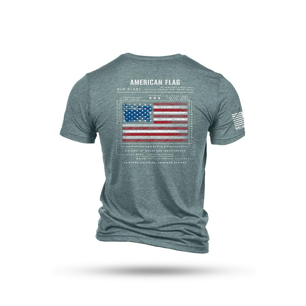 Nine Line American Flag Schematic Short Sleeve Shirt Denim 3XL