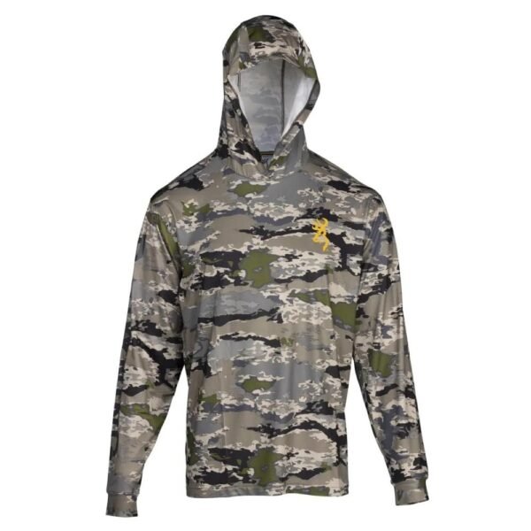 Browning Hooded Long Sleeve Tech Shirt Ovix Camo M
