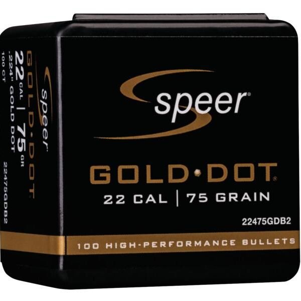 Speer Gold Dot Component Rifle Bullets .224 cal .224" 75 gr GOLD DOT SP - 100/Box