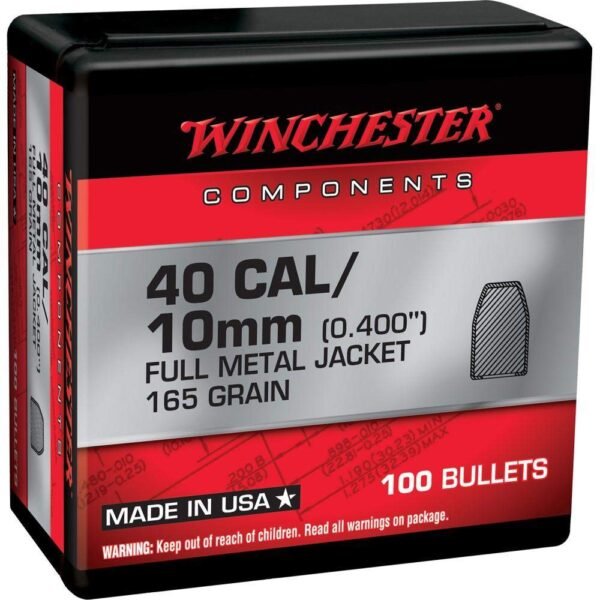 Winchester Handgun Bullets .40 Cal/10mm 0.400" 165 gr FMJ 100/ct