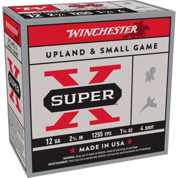 Winchester Super-X Heavy Game Shotshells 12 ga 2-3/4" 1-1/8 oz 1255 fps #4 25/ct