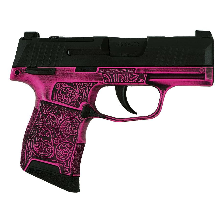 SIG SAUER P365 Exclusive "Pink Filigree" Handgun 9mm Luger 10rd Magazine(2) 3.1" Barrel Manual Safety X-RAY 3 Sights Optic Ready