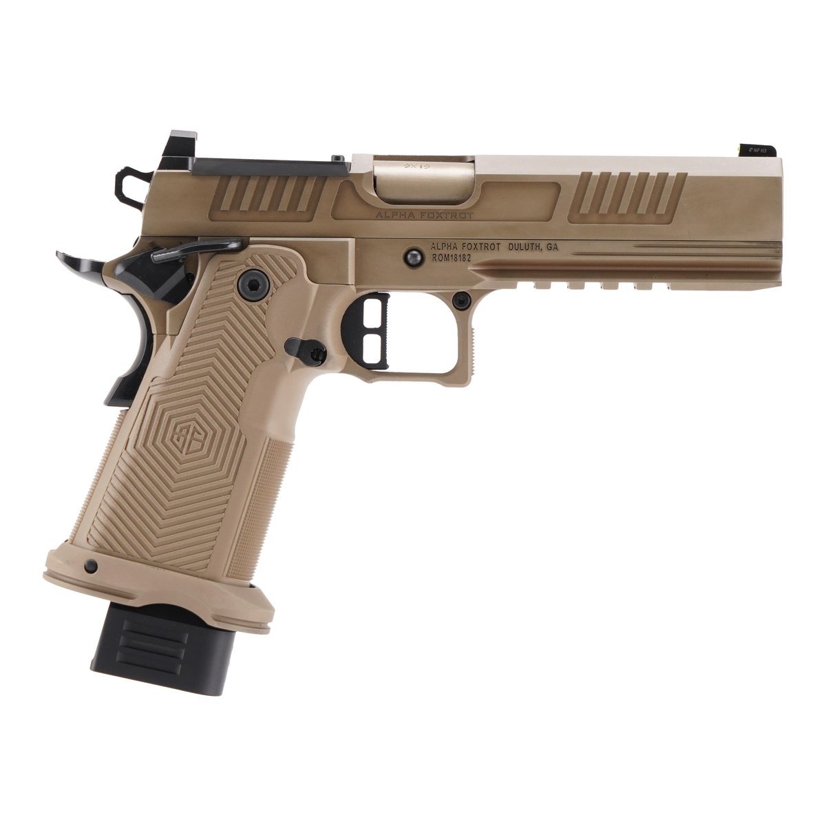 Alpha Foxtrot AF1911 Romulus Handgun 9mm Luger 17rd (1) & 20rd (1) Magazines 5" FDE Black