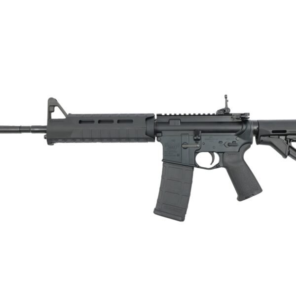 Bushmaster M4 Patrolman's Flat Top MOE AR15 Rifle - Black | 5.56NATO | 16" Barrel | Magpul MOE Furniture | Flip -Up Rear Sight | A2 Birdcage flash hider