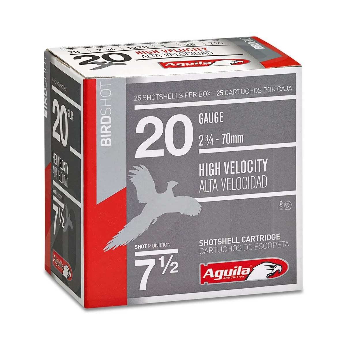Aguila High Velocity Shotshells 20 ga 2-3/4" 1oz 1220 fps #7.5 25/ct