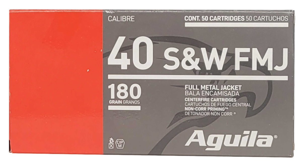 Aguila Ammunition .40 S&W Handgun Ammo - 180 Grain | FMJ Flat Nose | 50rd Box