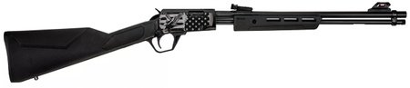 Rossi USA Gallery 22 RP2218SY-EN18 18" 15+1 .22LR Pump Action Black Synthetic Engraved Eagle & US Flag
