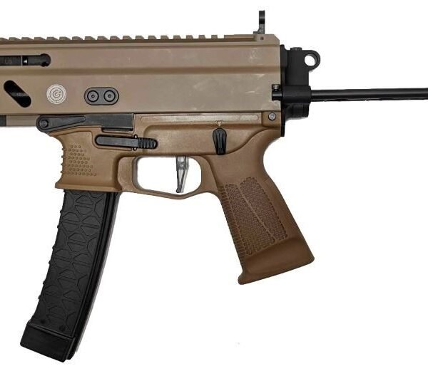Grand Power Stribog SP9A3 Pistol - FDE | 9mm | 8" Threaded Barrel | 30rd | PDW Brace w/ Tailhook