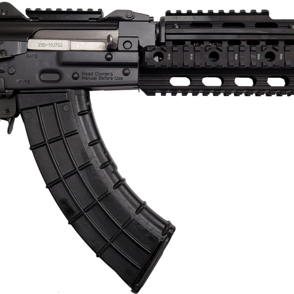 Zastava ZPAP92 AK-47 Pistol BULGED TRUNNION 1.5MM RECEIVER - Black | 7.62x39 | 10" Chrome Lined Barrel | Night Brake | Quad Rail | Top Rail